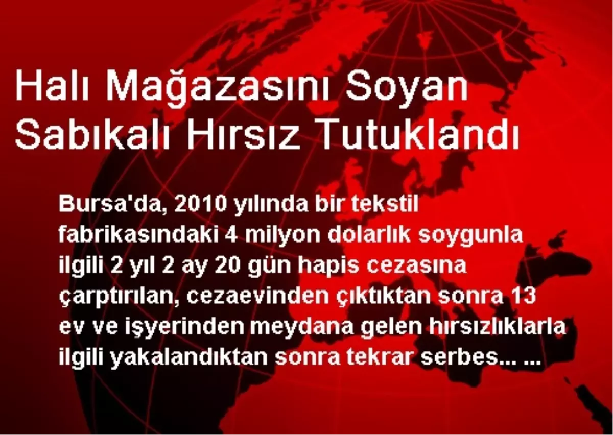 Halı Mağazasını Soyan Sabıkalı Hırsız Tutuklandı