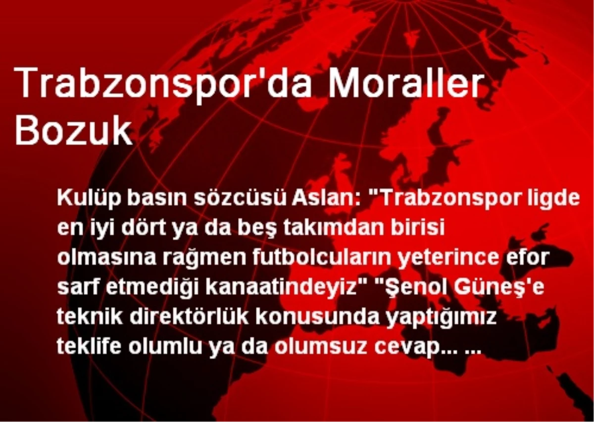Trabzonspor\'da Moraller Bozuk