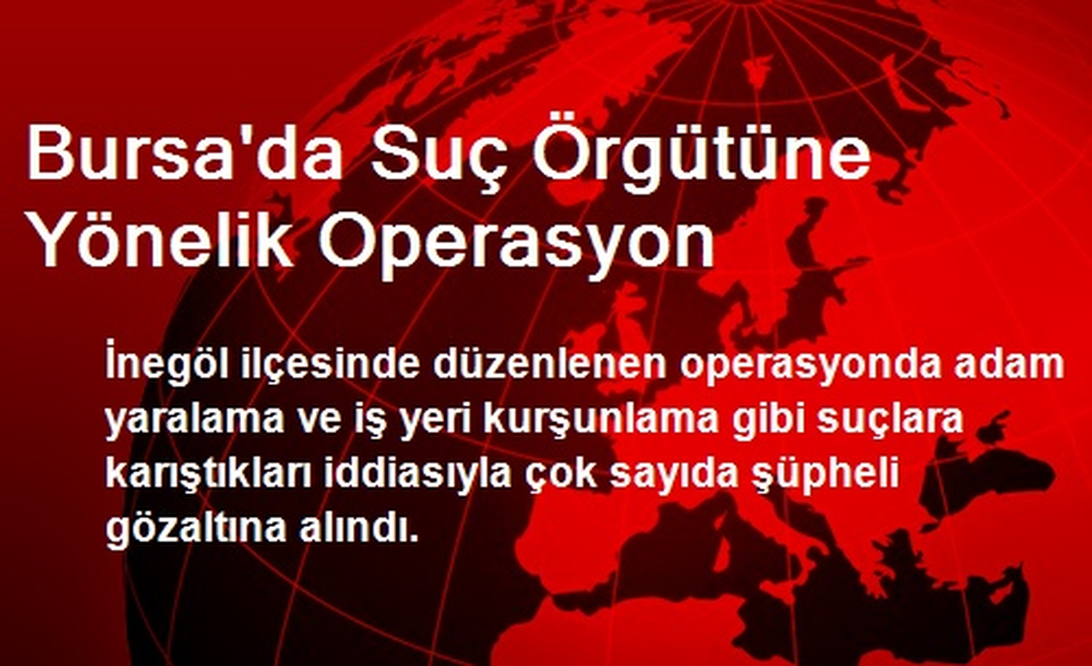 İnegöl\'de Suç Örgütüne Yönelik Operasyon