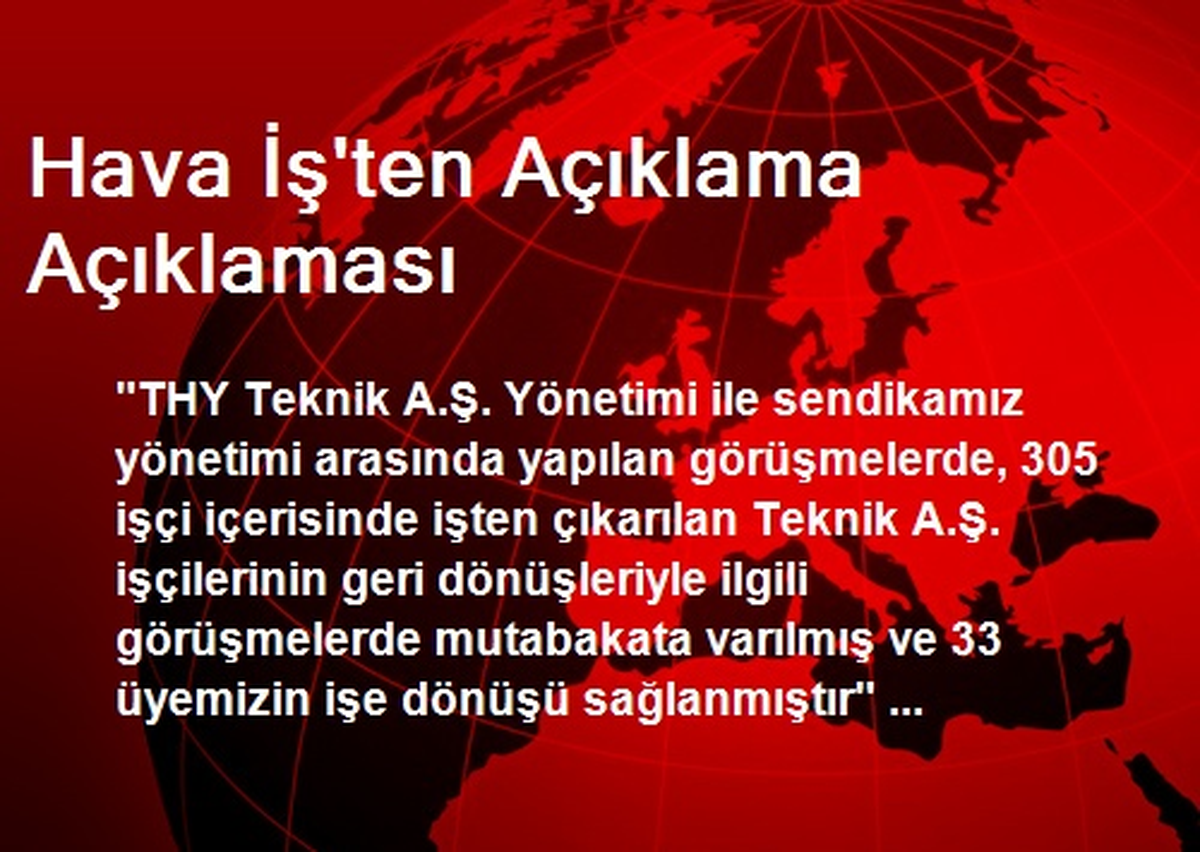 Hava İş\'ten Açıklama Açıklaması