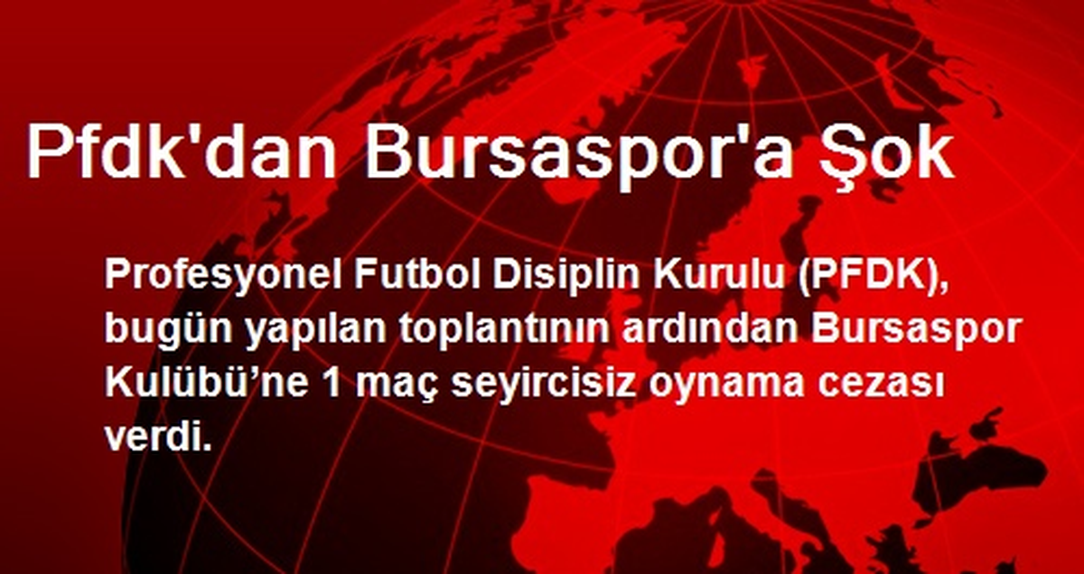 PFDK\'dan Bursaspor\'a Şok