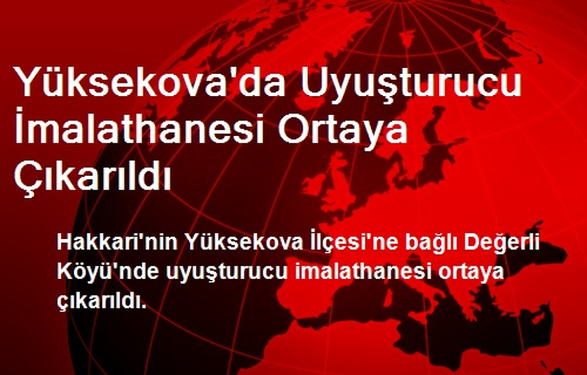 Yüksekova\'da Uyuşturucu İmalathanesi Ortaya Çıkarıldı