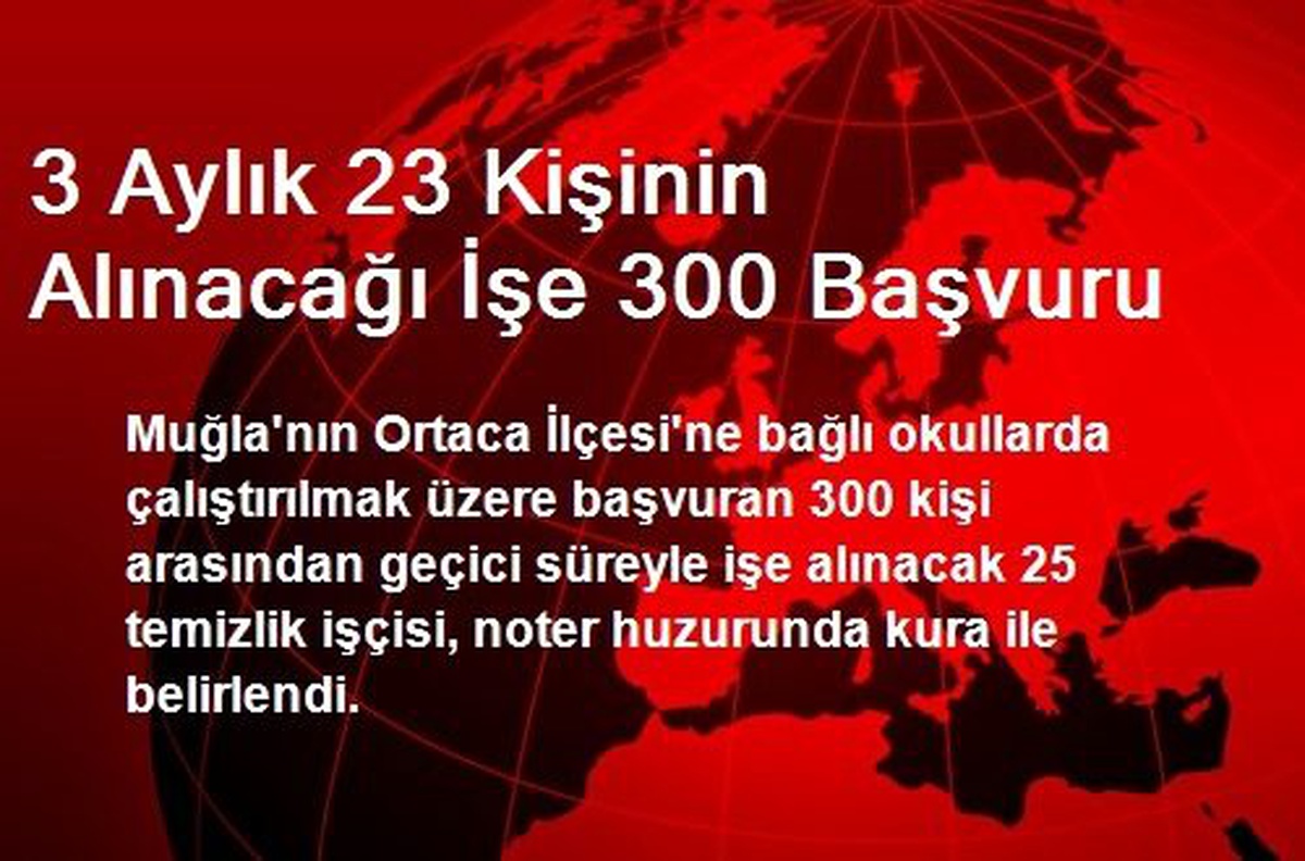 3 Aylık 23 Kişinin Alınacağı İşe 300 Başvuru