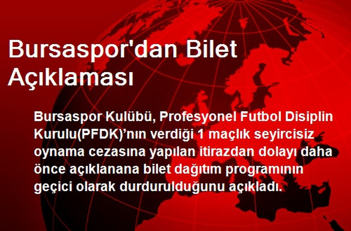 Bursaspor\'dan Bilet Açıklaması