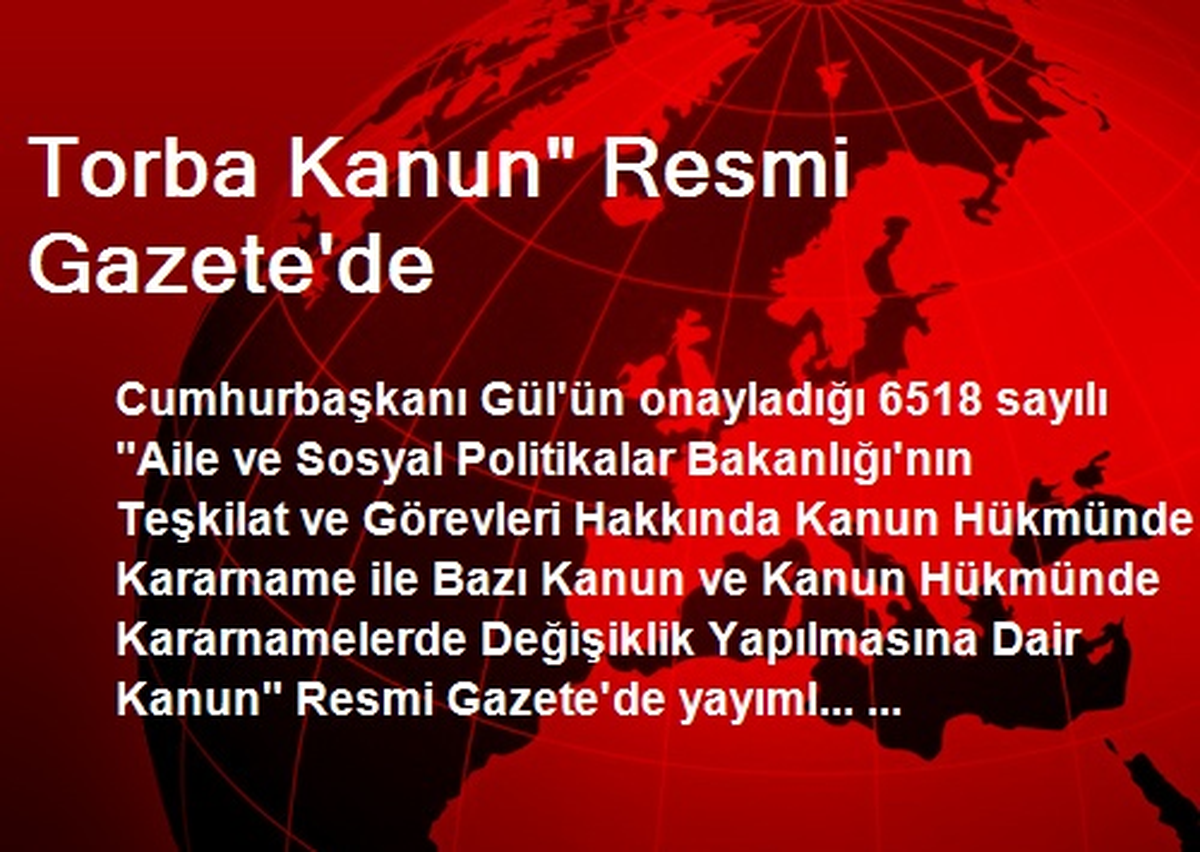 Torba Kanun" Resmi Gazete\'de