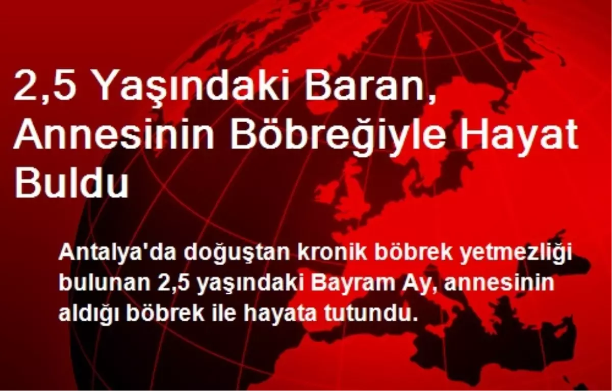 2,5 Yaşındaki Baran, Annesinin Böbreğiyle Hayat Buldu