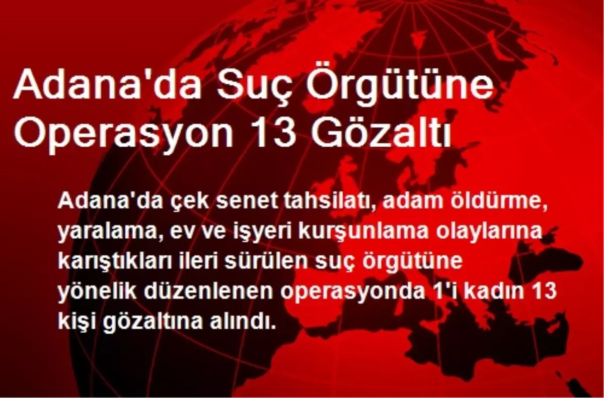 Adana\'da Suç Örgütüne Operasyon 13 Gözaltı