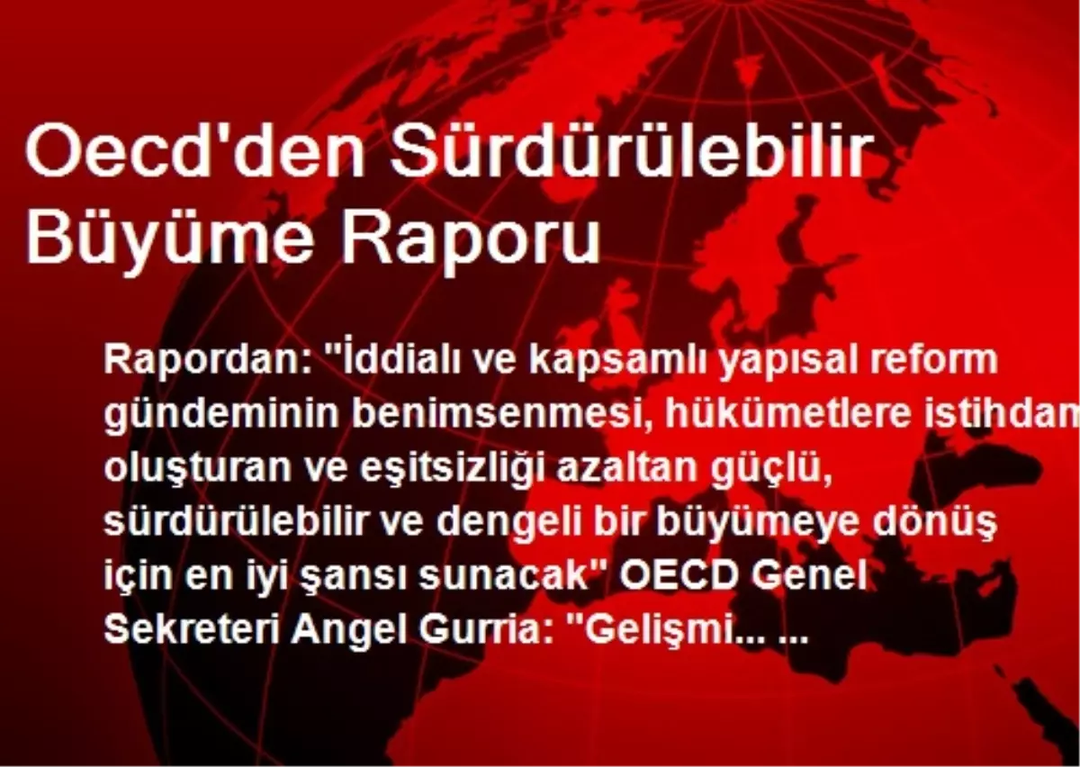 Oecd\'den Sürdürülebilir Büyüme Raporu