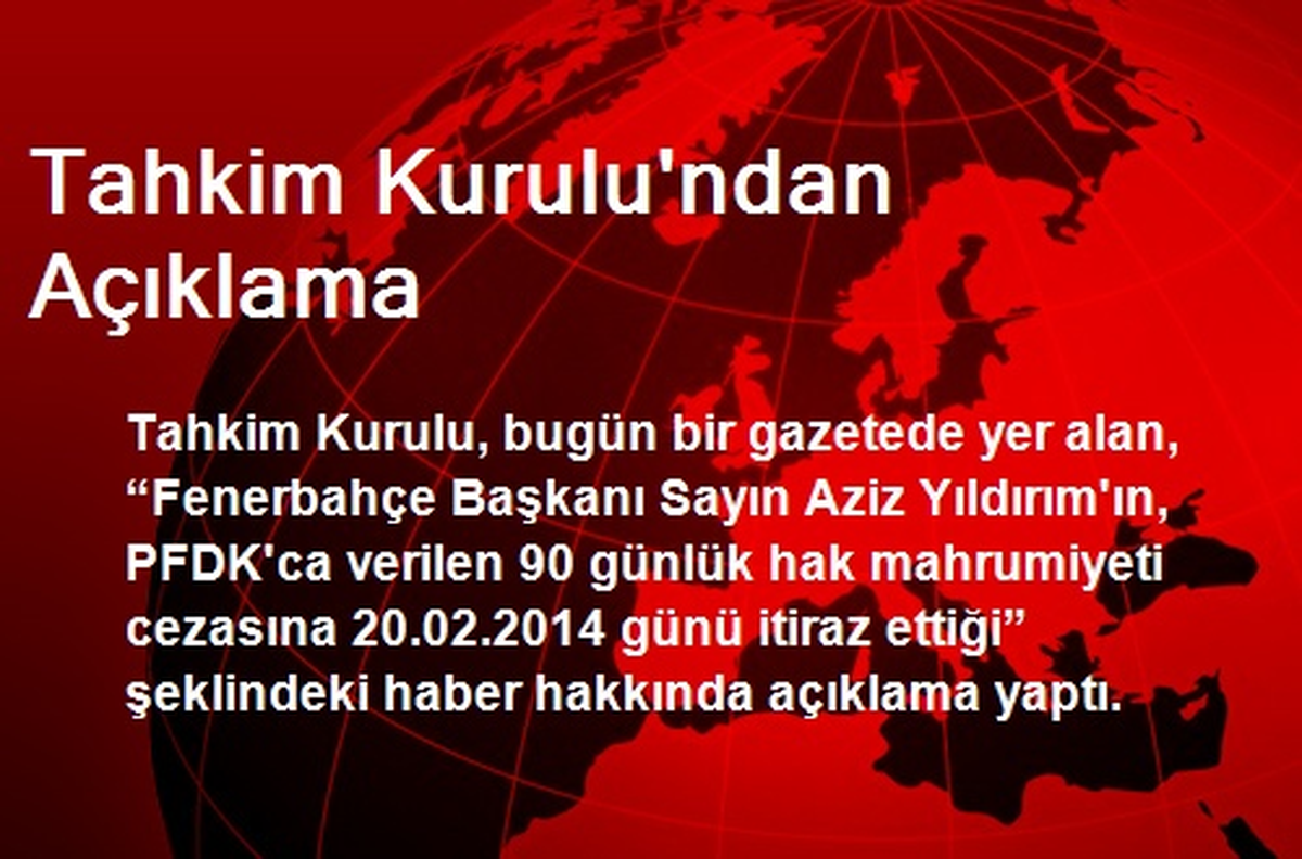 Tahkim Kurulu\'ndan Açıklama
