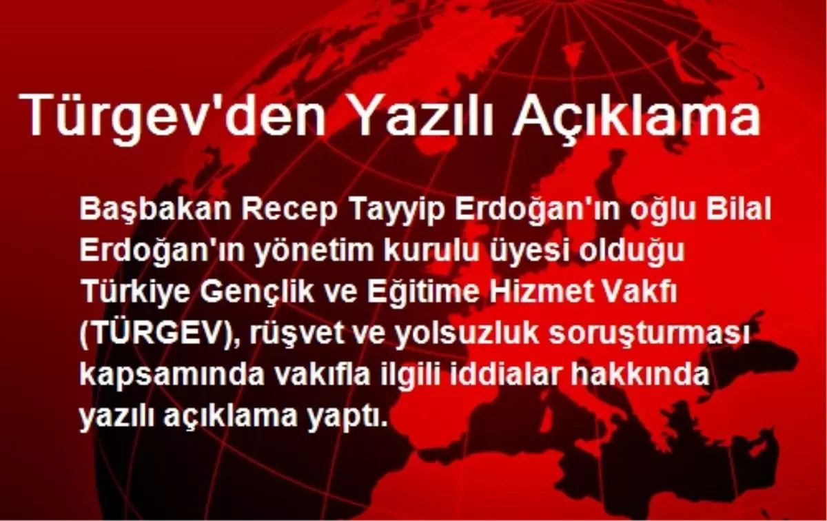 Türgev\'den Yazılı Açıklama