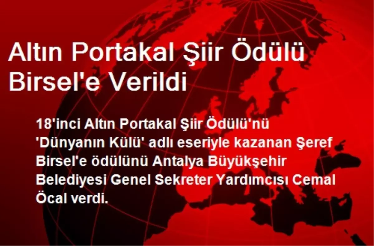 Altın Portakal Şiir Ödülü Birsel\'e Verildi