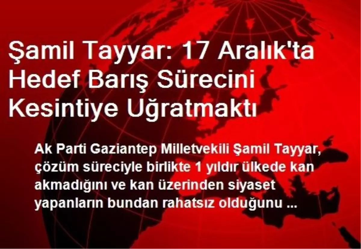 Şamil Tayyar: 17 Aralık\'ta Hedef Barış Sürecini Kesintiye Uğratmaktı