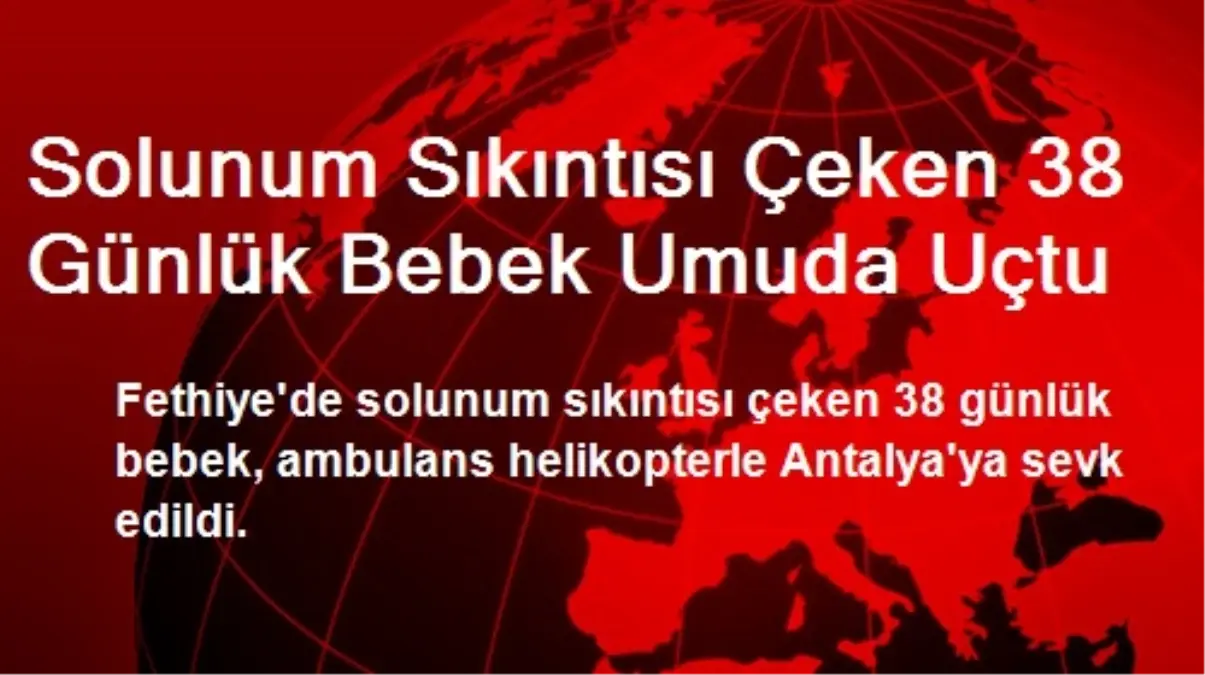 Solunum Sıkıntısı Çeken 38 Günlük Bebek Umuda Uçtu