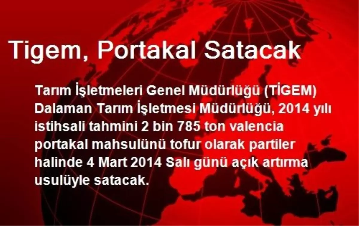 Tigem, Portakal Satacak