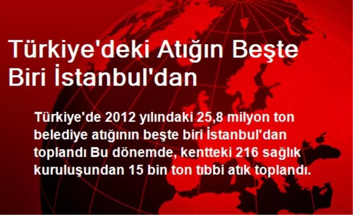 Türkiye\'deki Atığın Beşte Biri İstanbul\'dan