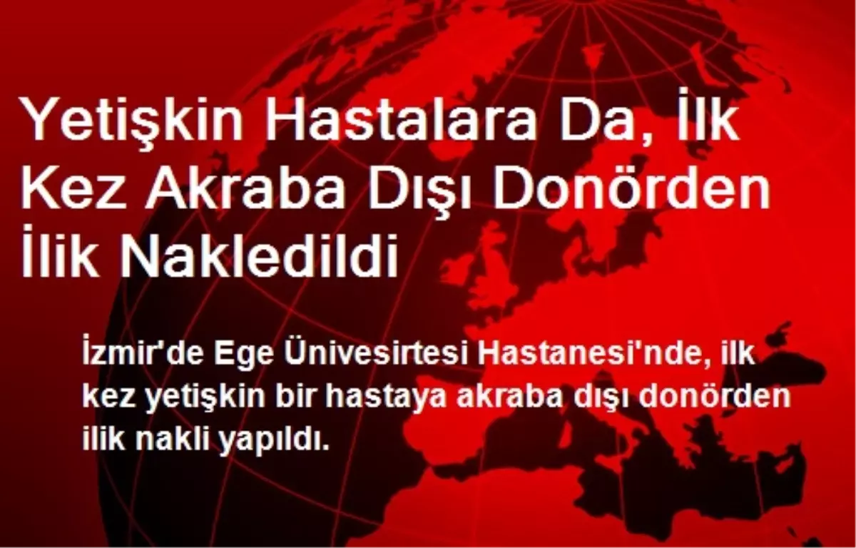 Yetişkin Hastalara Da, İlk Kez Akraba Dışı Donörden İlik Nakledildi