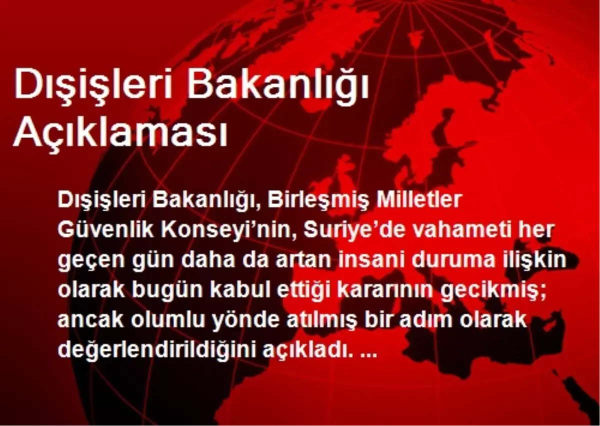 Dışişleri Bakanlığı Açıklaması