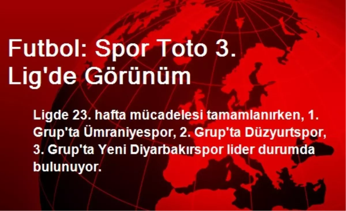 Futbol: Spor Toto 3. Lig\'de Görünüm