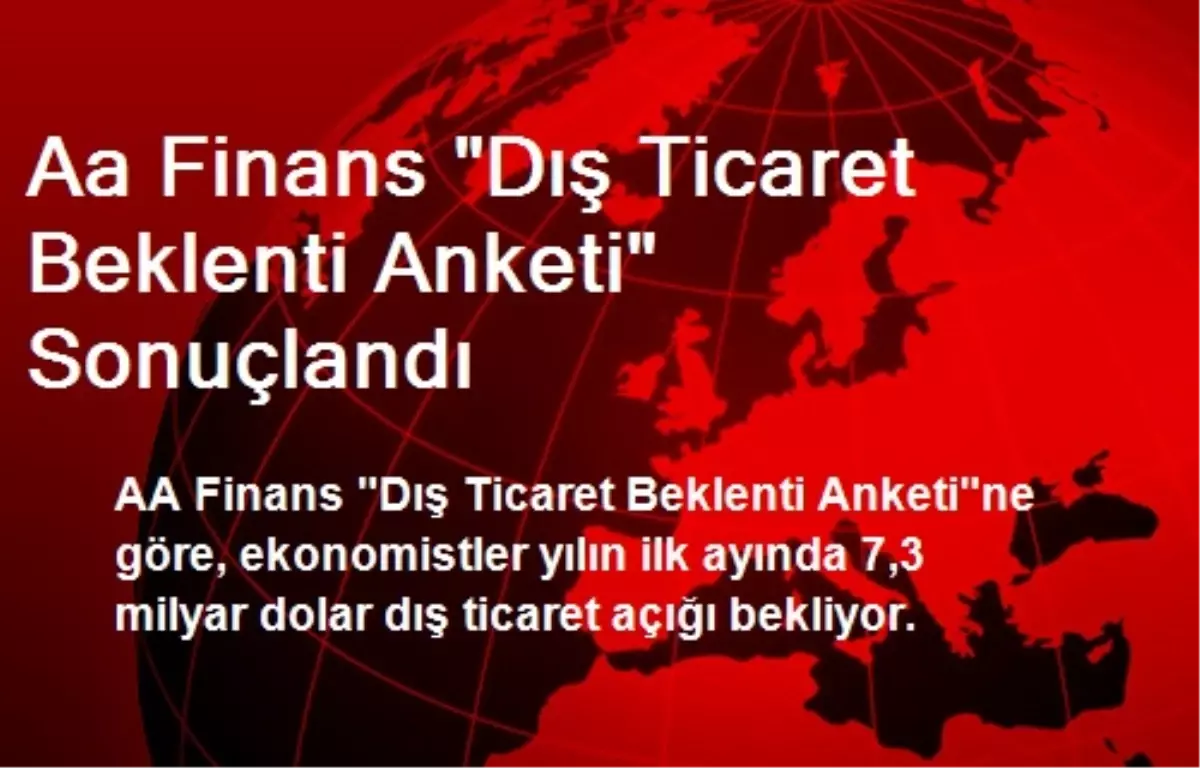 Aa Finans "Dış Ticaret Beklenti Anketi" Sonuçlandı