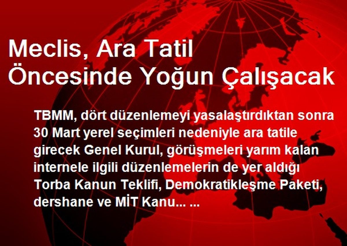 Meclis, Ara Tatil Öncesinde Yoğun Çalışacak