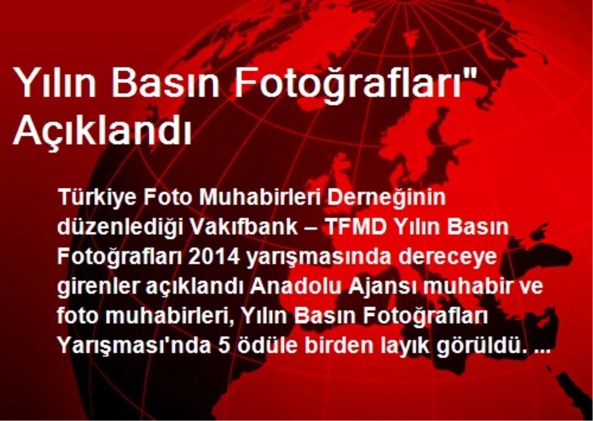 Yılın Basın Fotoğrafları" Açıklandı