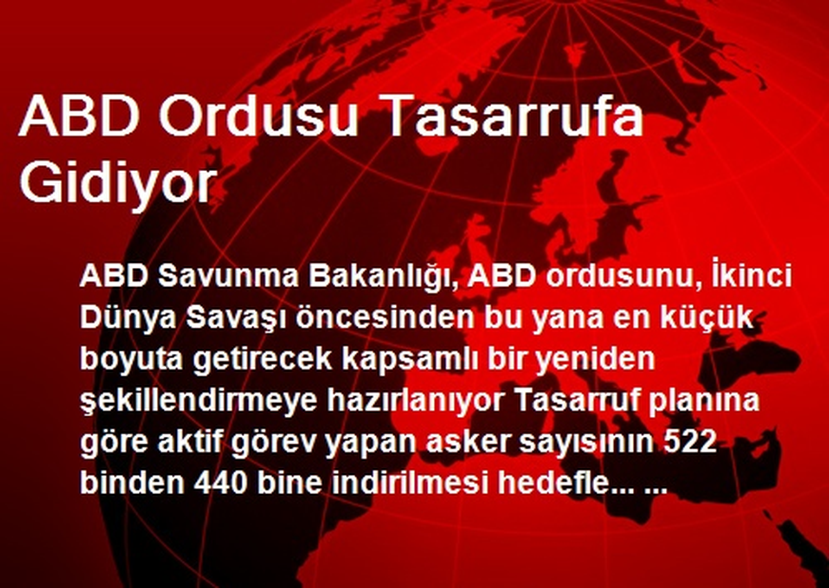 ABD Ordusu Tasarrufa Gidiyor