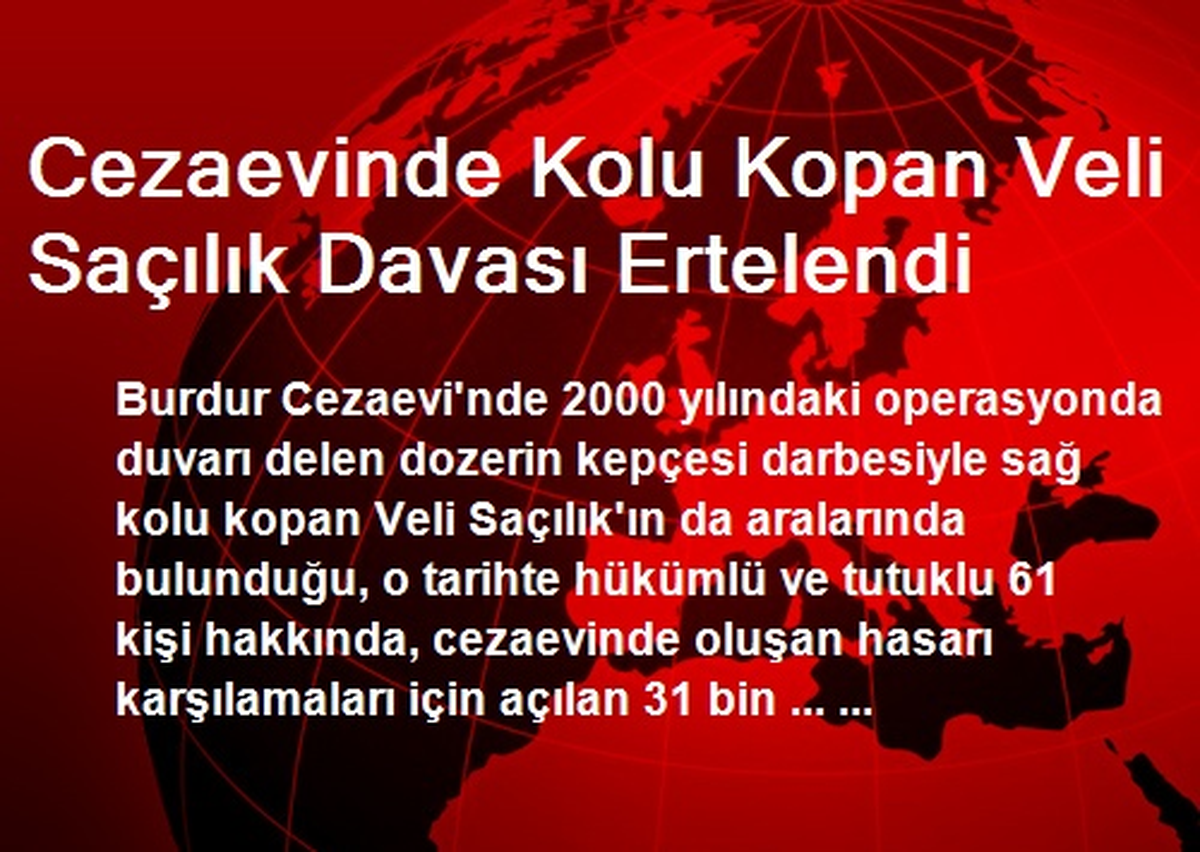Cezaevinde Kolu Kopan Veli Saçılık Davası Ertelendi