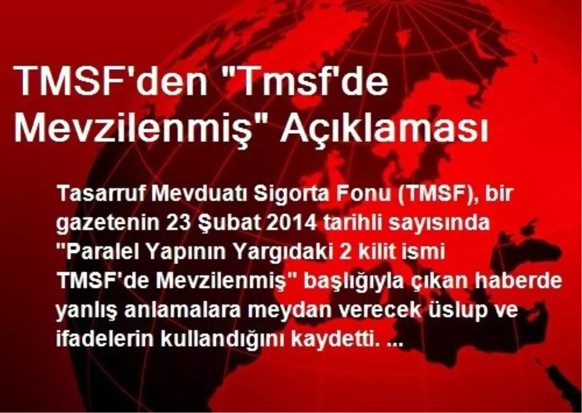 TMSF\'den "Tmsf\'de Mevzilenmiş" Açıklaması