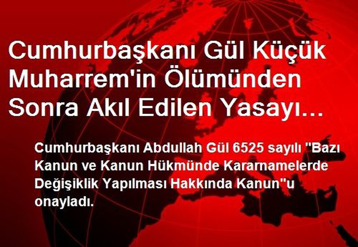 Cumhurbaşkanı Gül Küçük Muharrem\'in Ölümünden Sonra Akıl Edilen Yasayı Onayladı
