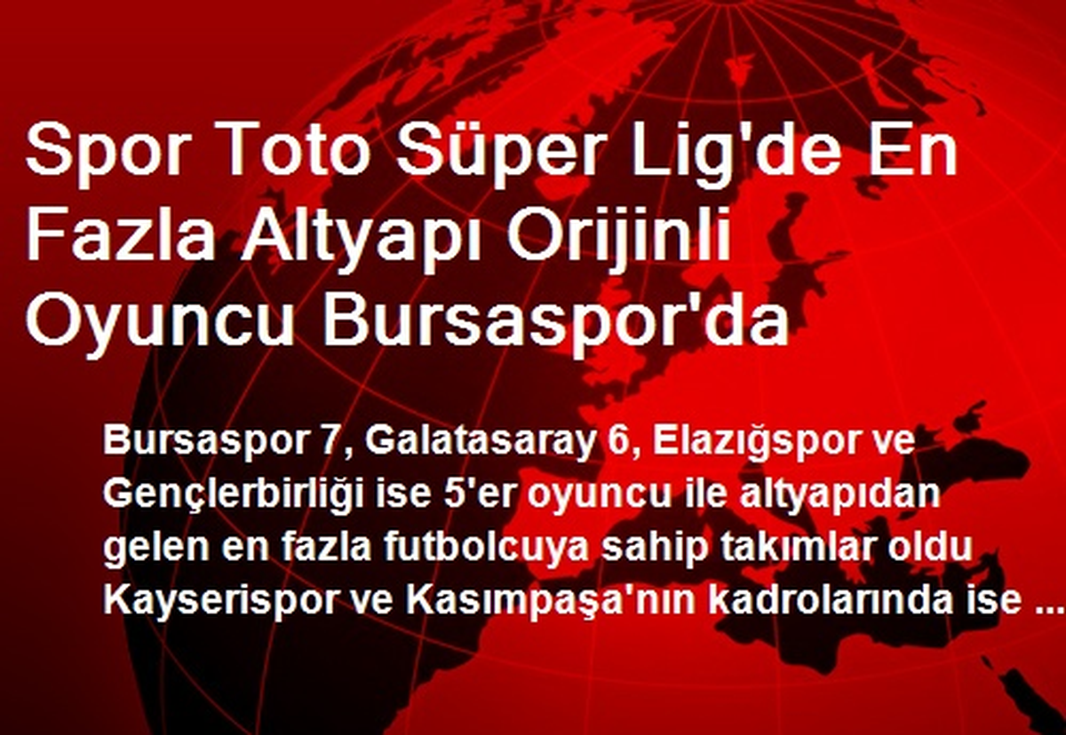 Spor Toto Süper Lig\'de En Fazla Altyapı Orijinli Oyuncu Bursaspor\'da