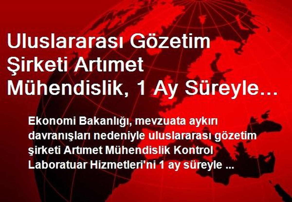 Uluslararası Gözetim Şirketi Artımet Mühendislik, 1 Ay Süreyle Faaliyetten Men Edildi