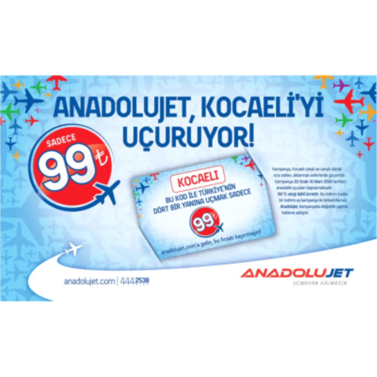 Anadolujet\'in Kocaeli Aktarma Kampanyası ile 99 TL\'ye Uçmayan Kalmayacak