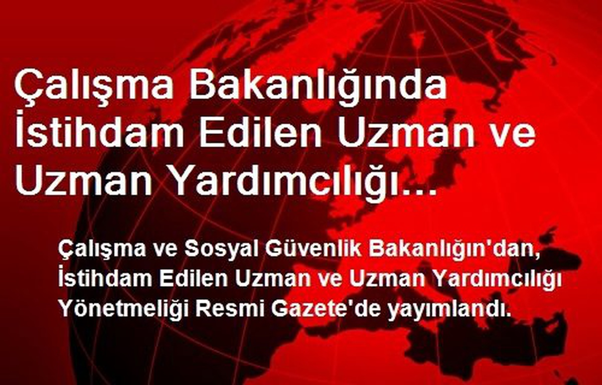 Çalışma Bakanlığında İstihdam Edilen Uzman ve Uzman Yardımcılığı Yönetmeliği Resmi Gazete\'de