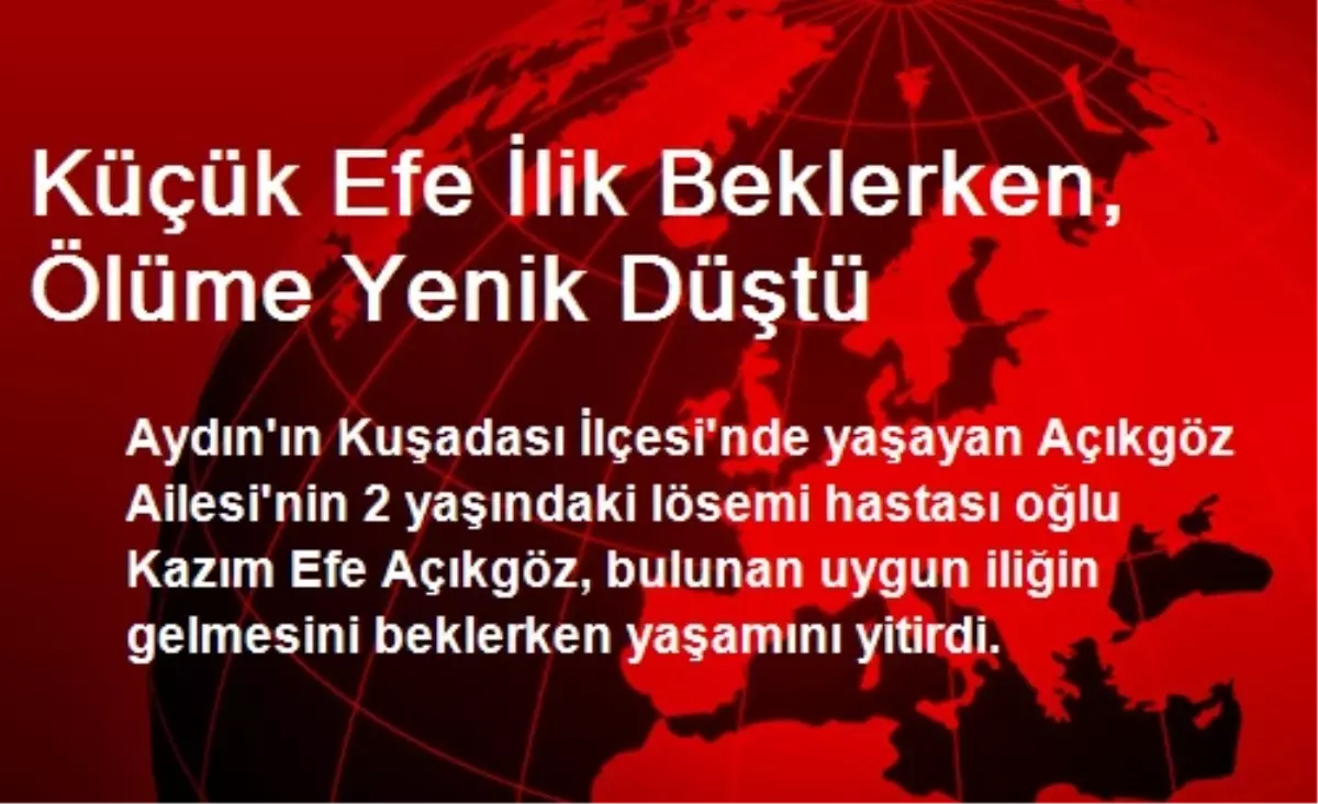 Küçük Efe İlik Beklerken, Ölüme Yenik Düştü