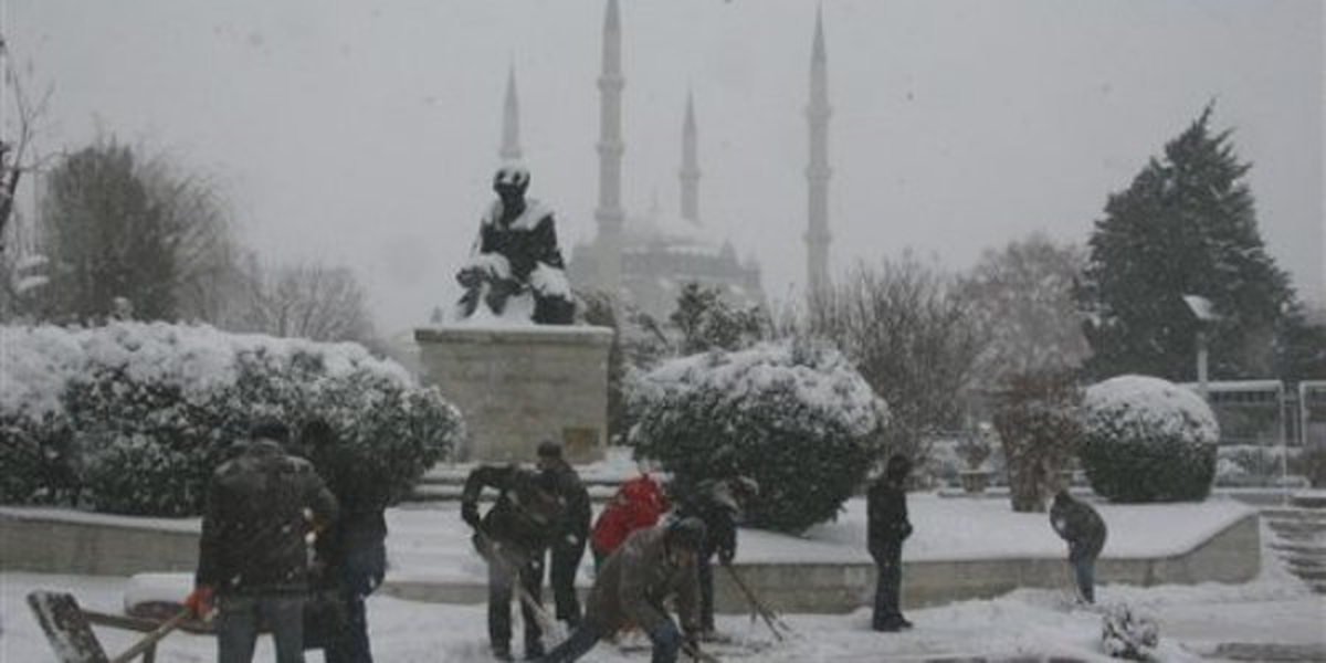 Edirne\'de Kar Yağışı