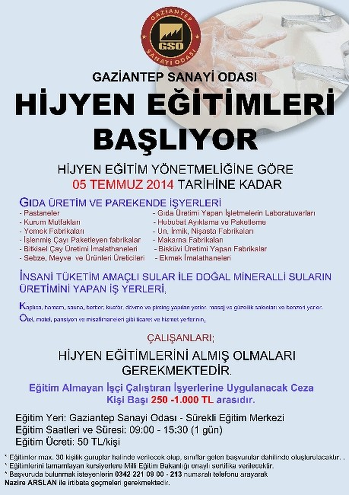 İşyeri Çalışanlarına Hijyen Eğitimleri Başlıyor