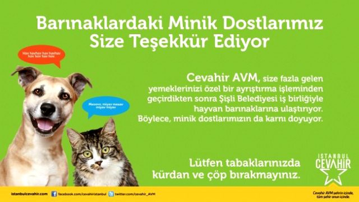 Cevahir AVM\'den Hayvan Barınaklarına Yardım