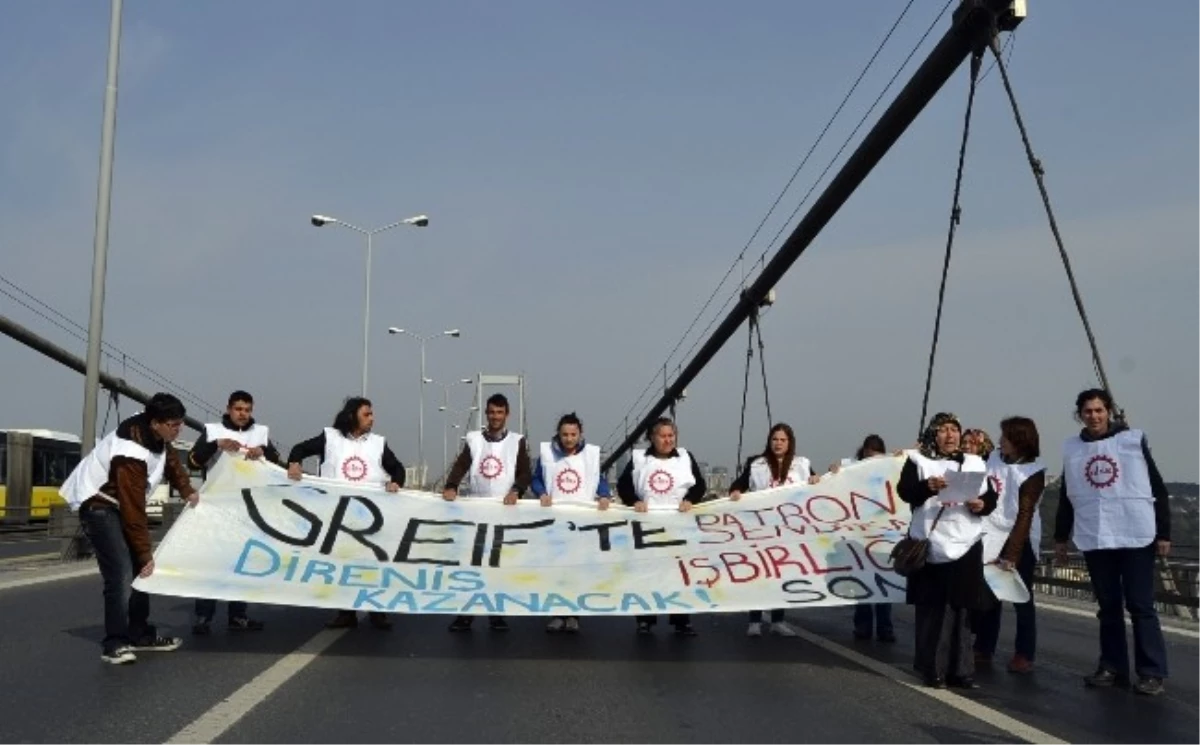 Hadımköy\'de İşçilerin Köprüdeki Eylemi Trafiği Felç Etti