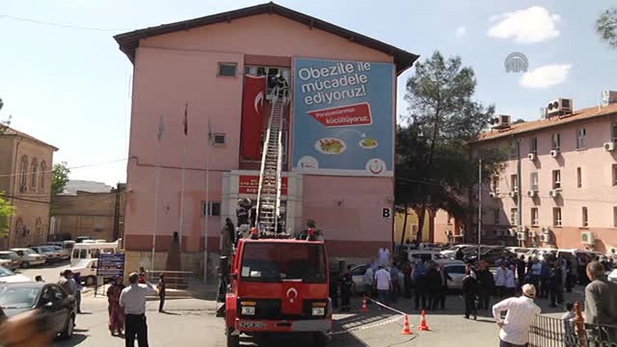 Hastanede yangın tatbikatı -