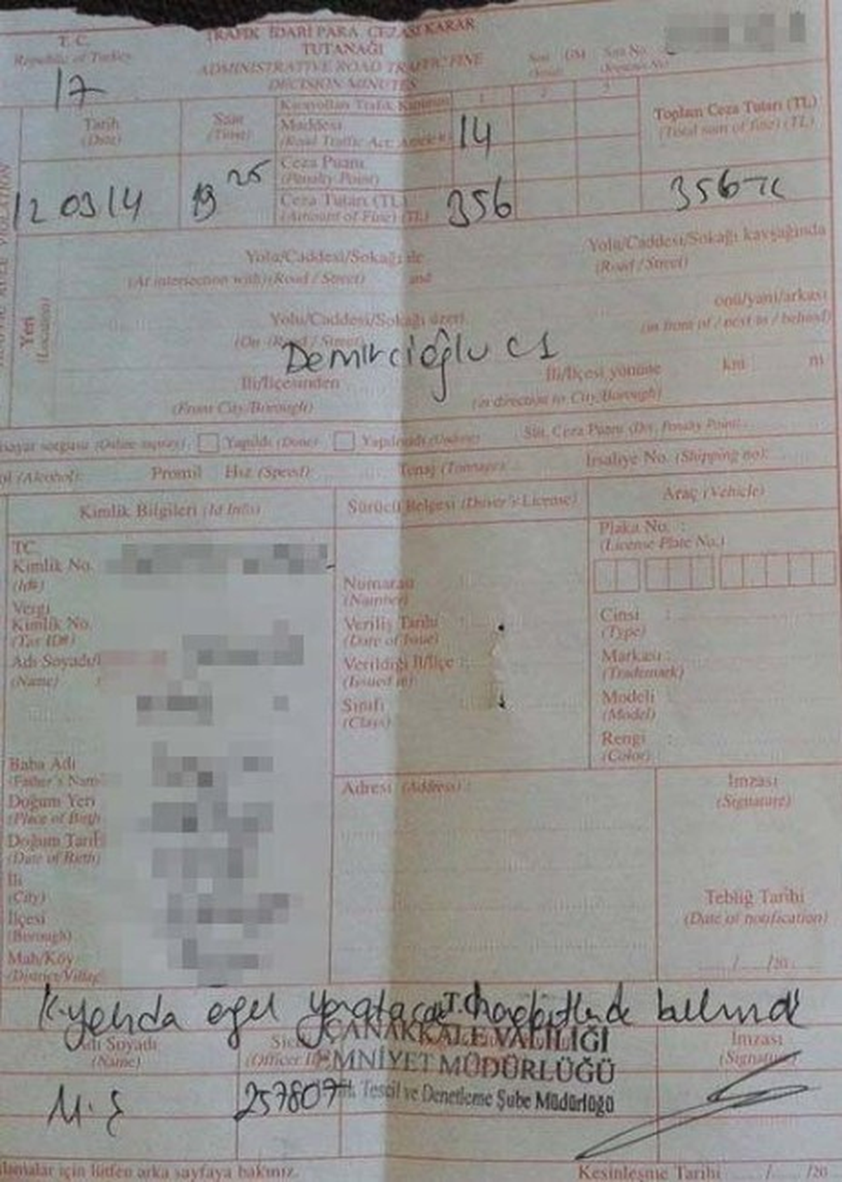 Berkin Elvan Eylemine Katılanlara, Trafik Cezası Kesildi