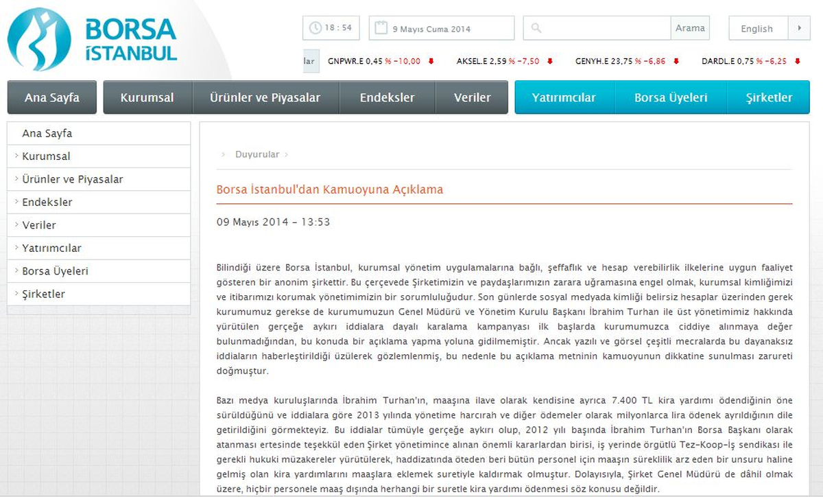 Borsa İstanbul\'dan Denetim Açıklaması
