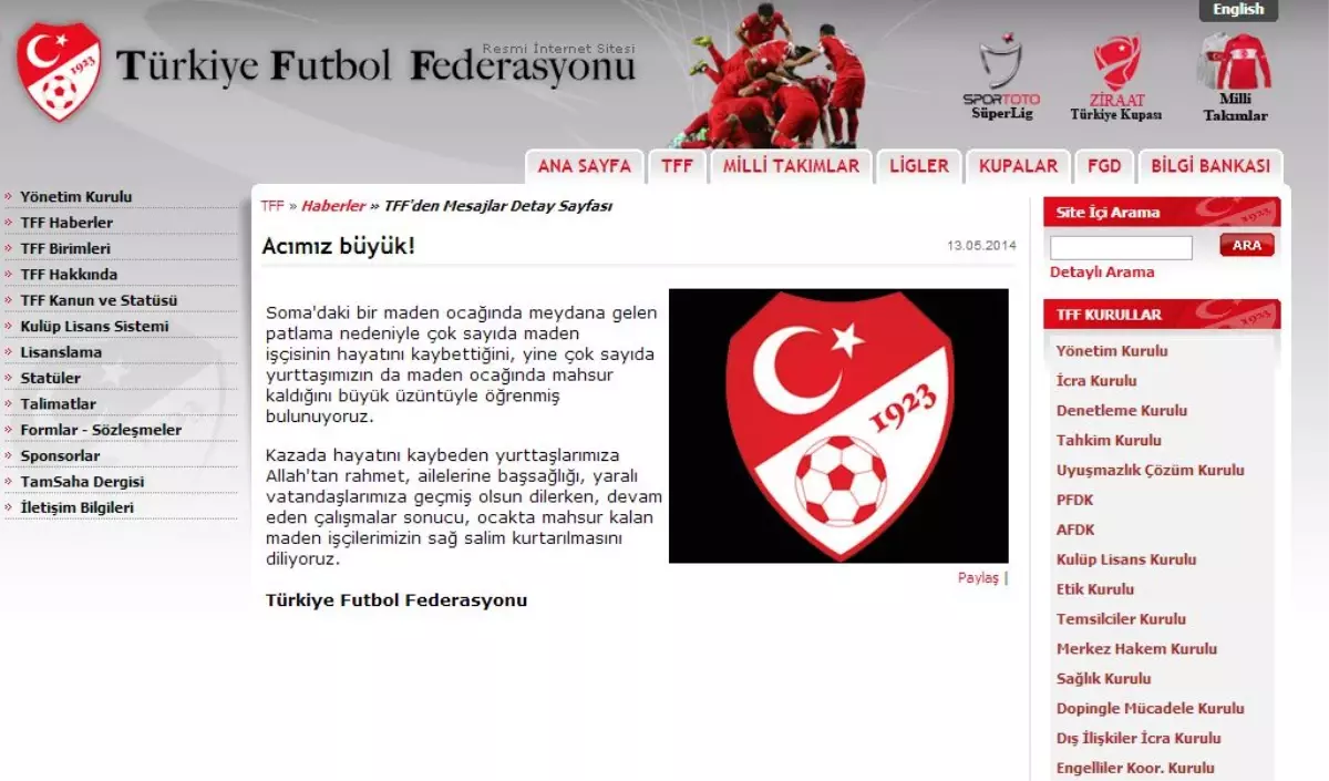 Tff: "Acımız Büyük!"