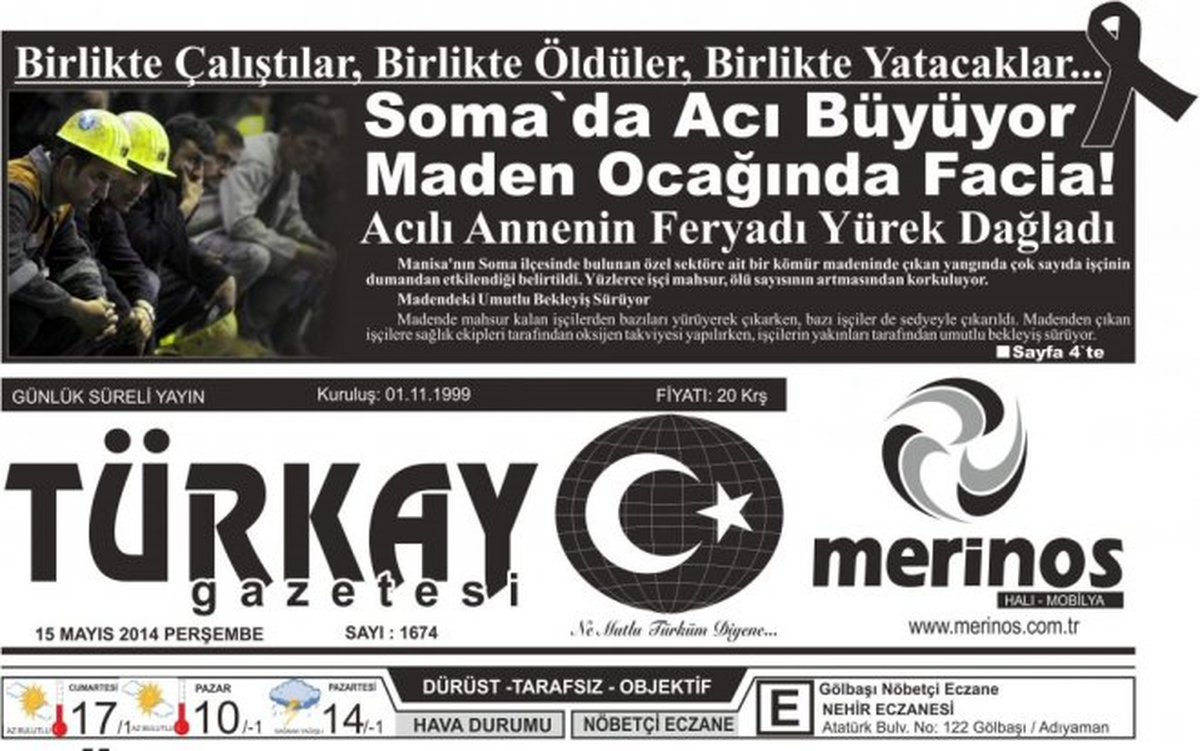 Türkay Gazetesinden Yas Nedeniyle Siyah Baskı