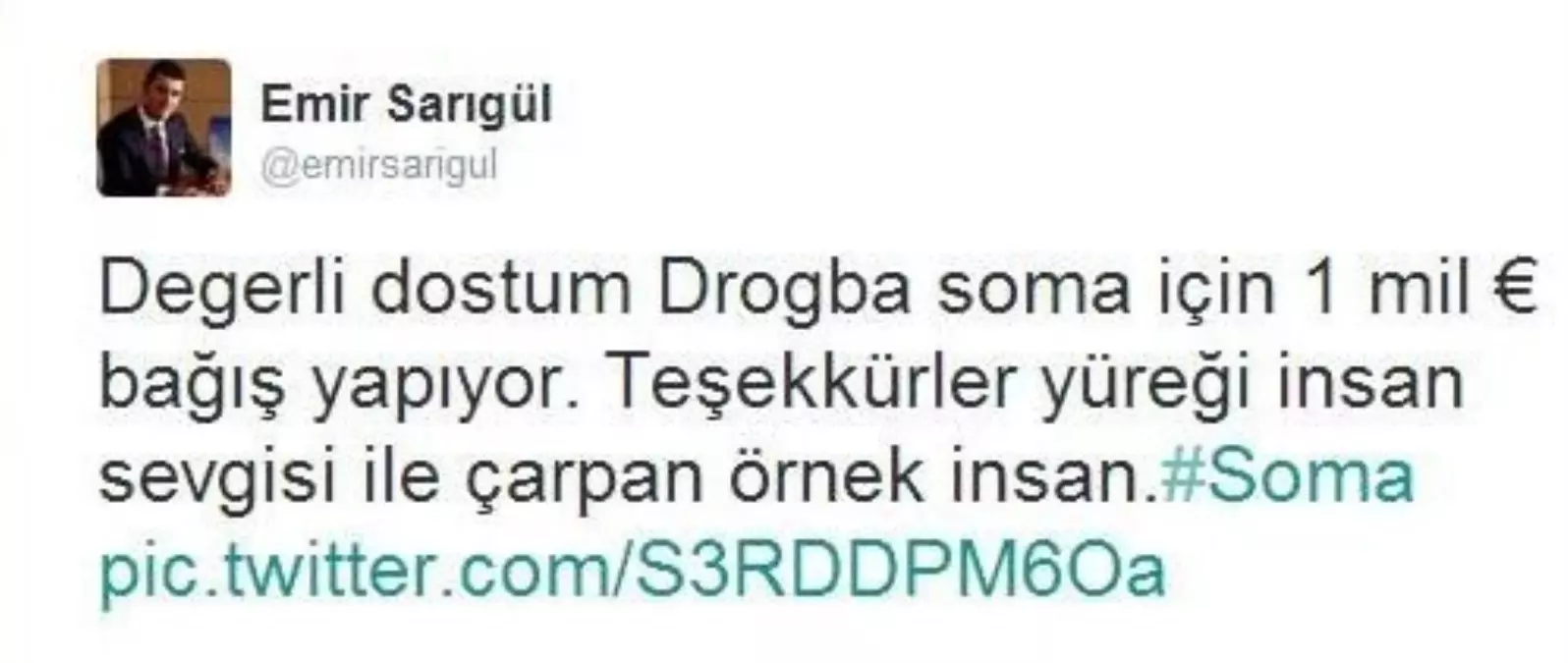 Drogba\'dan Soma\'ya 1 Milyon Euro Yardım