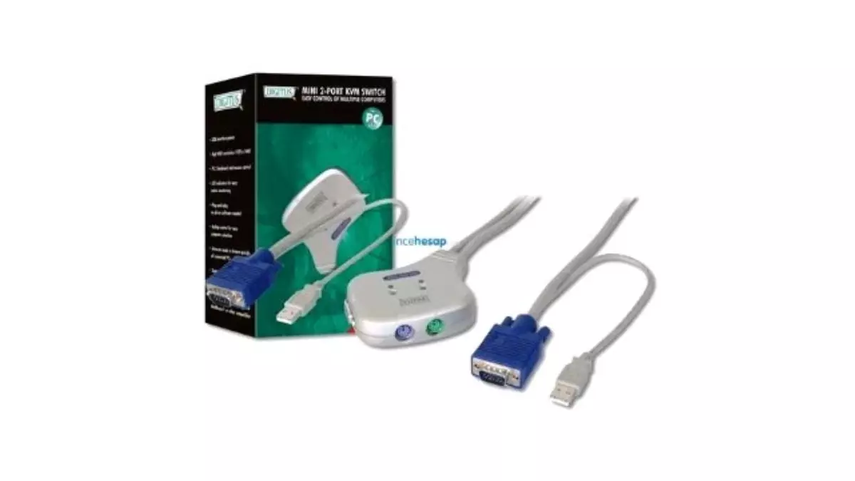 Dıgıtus Oc12u 2 Portlu Vga Usb Mini Kvm Switch, Masaüstü Tip