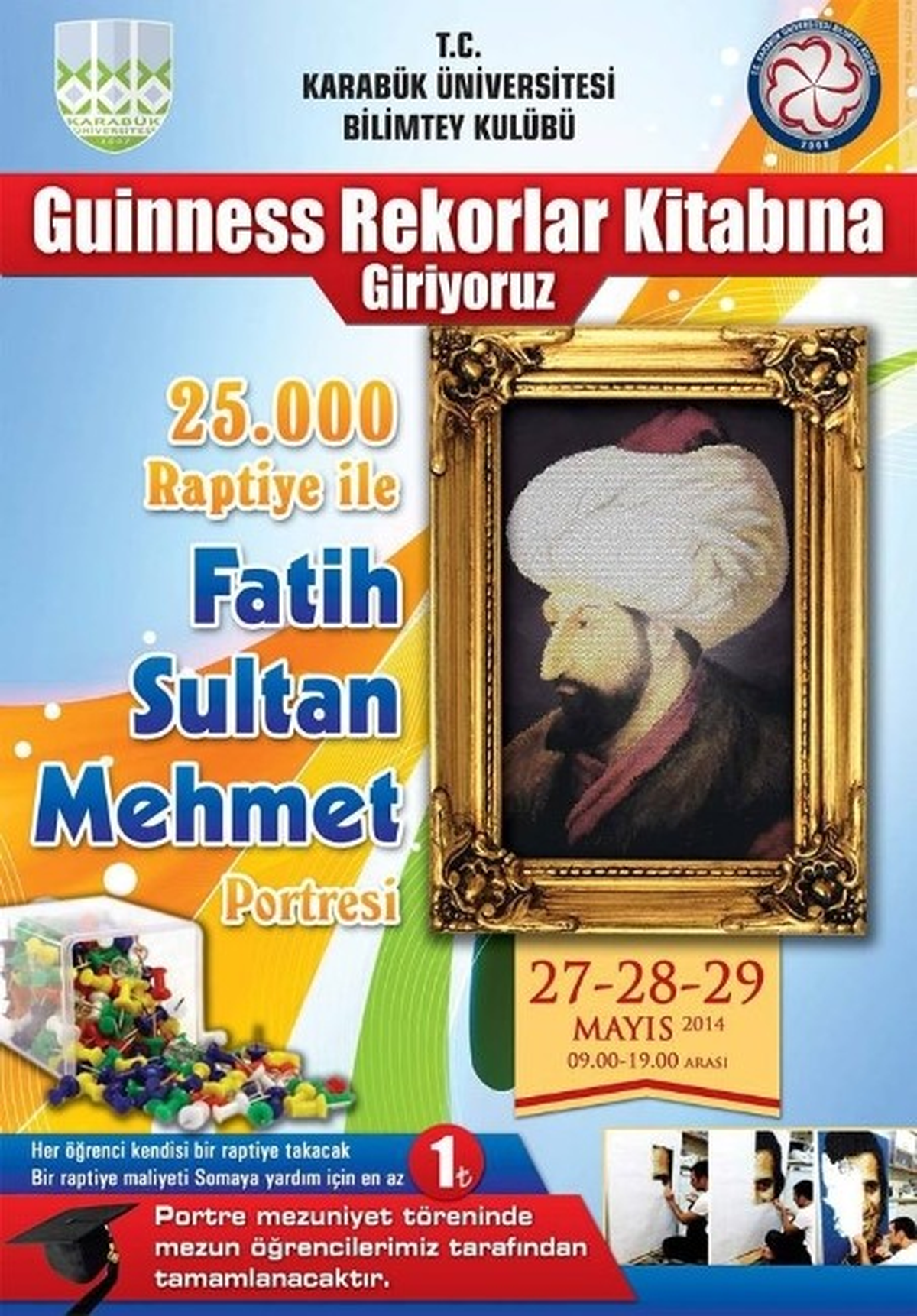 25 Bin Raptiye ile Fatih Sultan Mehmet\'in Portresini Yapacak