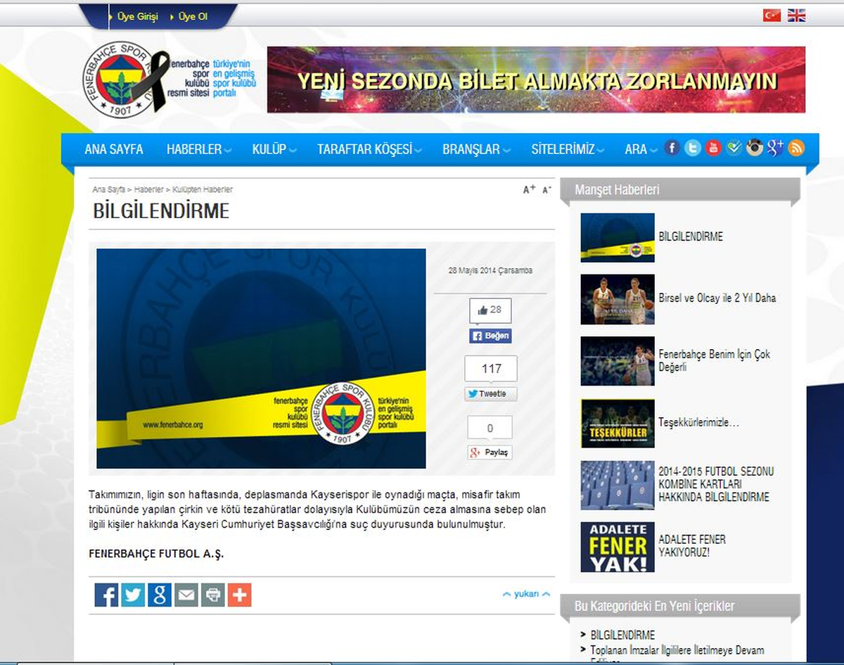 Fenerbahçe Kulübü\'nden Suç Duyurusu
