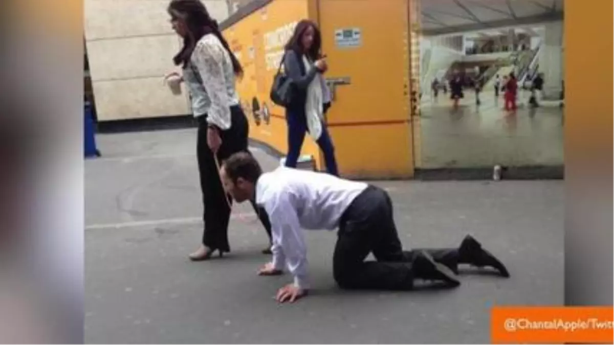 Woman Walking Man On A Leash Around London Confuses Internet