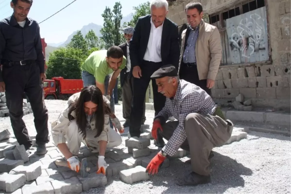 Eş Başkanlar Çalışmaları Denetledi, Parke Taşı Döşedi