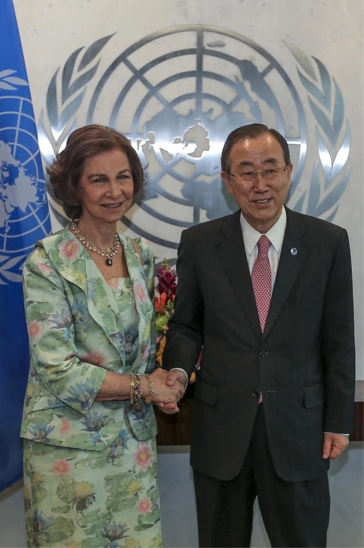 İspanya Kraliçesi Sofia, BM Genel Sekreteri Ban ile Görüştü
